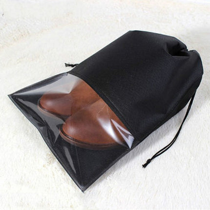 10 PCS Waterproof Shoes Storage Bag Pouch Portable Travel Organizer Drawstring Bag Cover Non-Woven Organizer, Size:32x44cm(White)-garmade.com