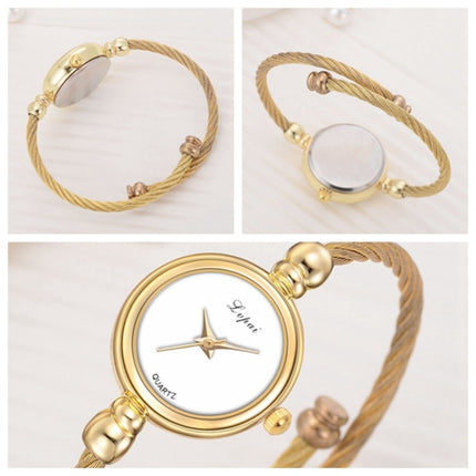 Lvpai Ladies Retro Round Large Dial Alloy Twisted Thin Chain Watch(P432White)-garmade.com