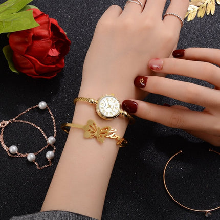 Lvpai Ladies Retro Round Large Dial Alloy Twisted Thin Chain Watch(P433Rose Gold)-garmade.com