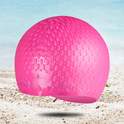 Larger Version Water Drop Shape Silicone Swimming Cap(Pink)-garmade.com