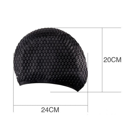 Larger Version Water Drop Shape Silicone Swimming Cap(Black)-garmade.com