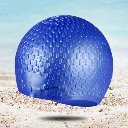 Larger Version Water Drop Shape Silicone Swimming Cap(Blue)-garmade.com