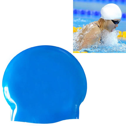Glossy Seamless Pure Silicone High Elasticity Professional Swimming Cap(Blue)-garmade.com