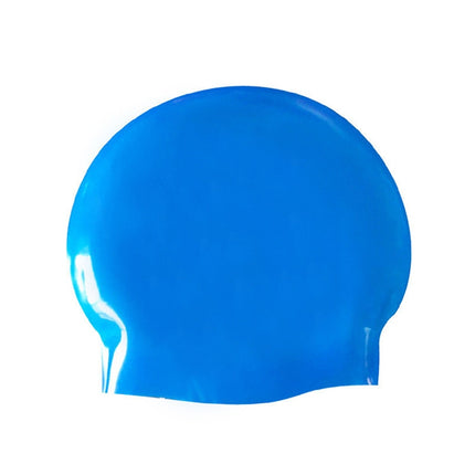 Glossy Seamless Pure Silicone High Elasticity Professional Swimming Cap(Blue)-garmade.com