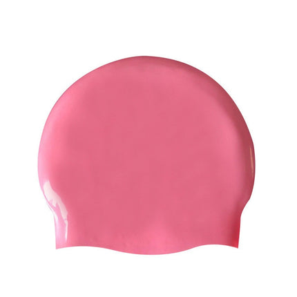 Glossy Seamless Pure Silicone High Elasticity Professional Swimming Cap(Pink)-garmade.com
