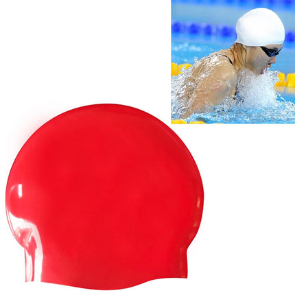 Glossy Seamless Pure Silicone High Elasticity Professional Swimming Cap(Red)-garmade.com