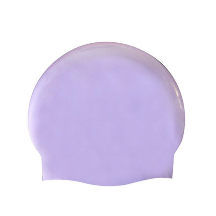 Glossy Seamless Pure Silicone High Elasticity Professional Swimming Cap(Purple)-garmade.com