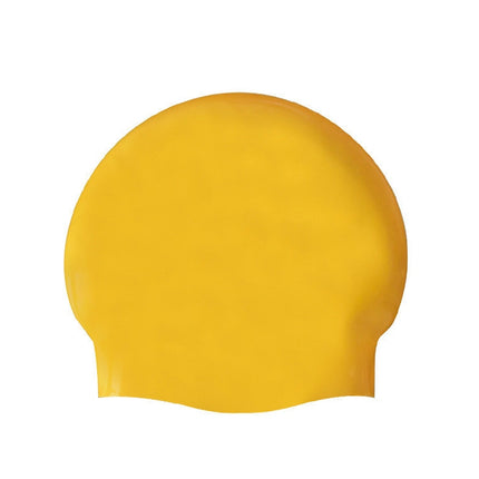Glossy Seamless Pure Silicone High Elasticity Professional Swimming Cap(Yellow)-garmade.com