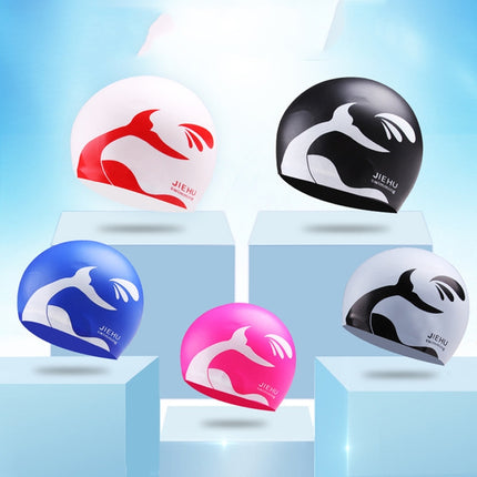 Enlarged Version Dolphin Pattern Silicone Swimming Cap for Male and Female(Pink)-garmade.com