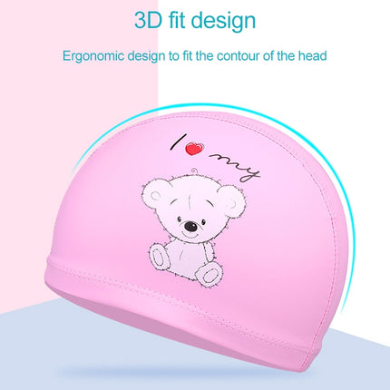 Children Cartoon Hippo Pattern PU Coated Waterproof Swimming Cap(Pink)-garmade.com