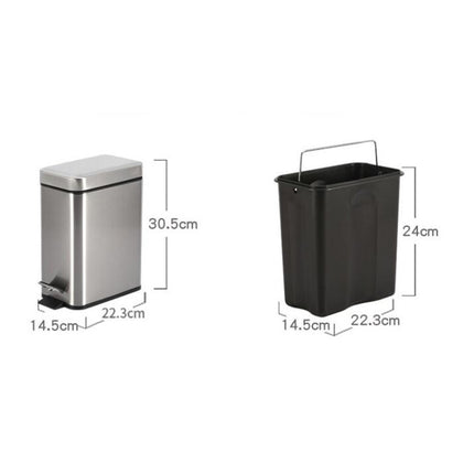 Household Stainless Steel Foot Pedal Small Rectangular Trash Can(White)-garmade.com