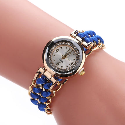 Sloggi 377 Women Knitting Rope Chain Quartz Wrist Watch(Blue)-garmade.com