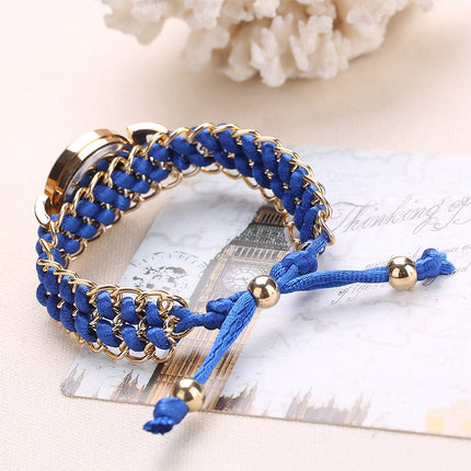 Sloggi 377 Women Knitting Rope Chain Quartz Wrist Watch(Blue)-garmade.com