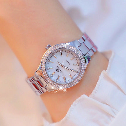 BS beesister FA1258 Women Round Case Diamond Alloy Strap Watch(Silver)-garmade.com