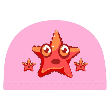 Children Waterproof PU Coated Breathable Sunscreen Swimming Cap(Pink Starfish)-garmade.com