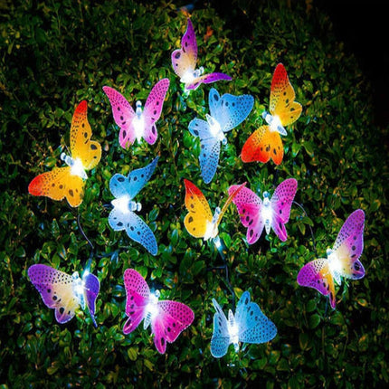 Solar Powered Butterfly Fiber Optic Fairy String Waterproof Christmas Outdoor Garden Holiday Lights, Size:4m 12LEDs-garmade.com