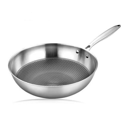 Household Honeycomb Stainless Steel Non-stick Frying Pan, Style:32cm Pot (without Lid)-garmade.com