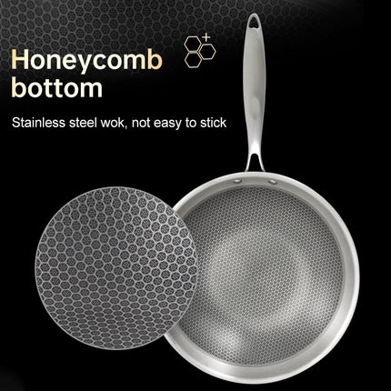 Household Honeycomb Stainless Steel Non-stick Frying Pan, Style:32cm Pot (without Lid)-garmade.com