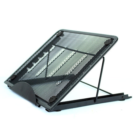 Portable Desktop Folding Cooling Metal Mesh Adjustable Ventilated Holder(Black)-garmade.com