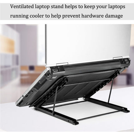 Portable Desktop Folding Cooling Metal Mesh Adjustable Ventilated Holder(Silver Grey)-garmade.com