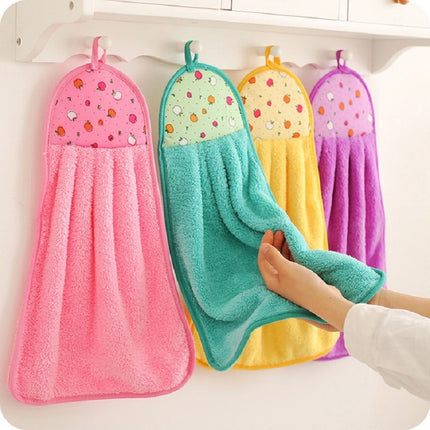 5 PCS Fruit Pattern Bathroom Kitchen Hanging Coral Fleece Absorbent Cloth Towels Random Color Delivery-garmade.com