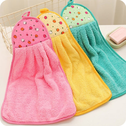 5 PCS Fruit Pattern Bathroom Kitchen Hanging Coral Fleece Absorbent Cloth Towels Random Color Delivery-garmade.com