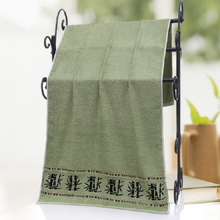 Bamboo Fiber Ink Bamboo Plain Thick Absorbent Soft Adult Bath Towel(Army Green)-garmade.com