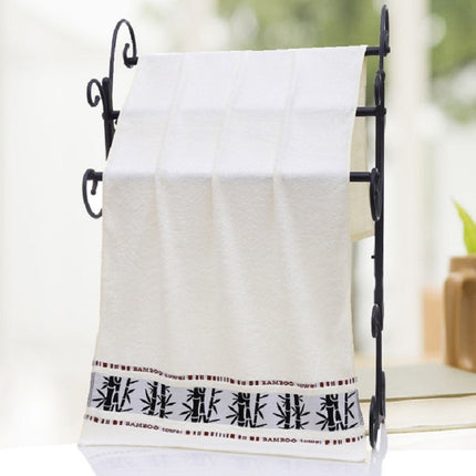 Bamboo Fiber Ink Bamboo Plain Thick Absorbent Soft Adult Bath Towel(Creamy-white)-garmade.com