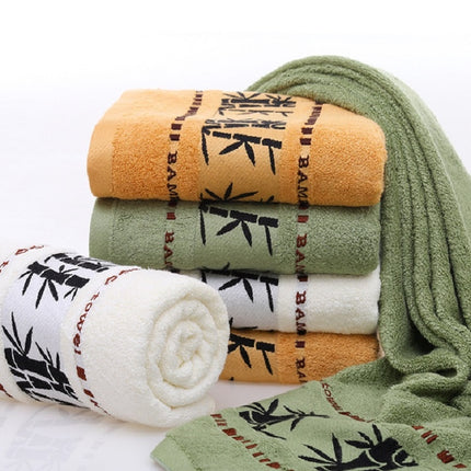 Bamboo Fiber Ink Bamboo Plain Thick Absorbent Soft Adult Bath Towel(Creamy-white)-garmade.com