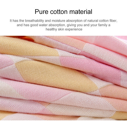 Double Gauze Cotton Bath Towel Adult Baby Water-absorbing Quick-drying Bath Towel(Pink Grid)-garmade.com