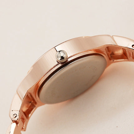 Lvpai Round Dial Two-Color Stainless Steel Strap Bracelet Quartz Watch for Women(Gold Black)-garmade.com