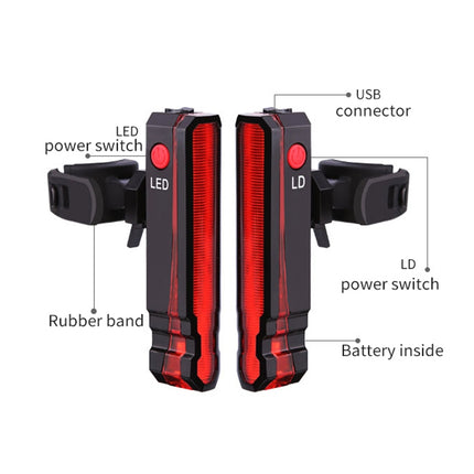 USB Rechargeable Bicycle Laser Tail Light LED Warning Light-garmade.com