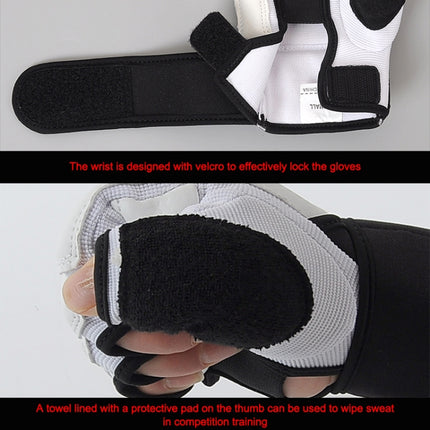 Half Fingers Adults Sandbag Training Boxing Gloves PU Leather Fitness Sparring Taekwondo Gloves, SIZE:XS-garmade.com