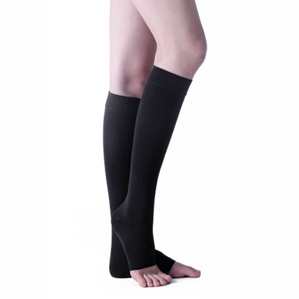 Unisex Shaping Elastic Socks Secondary Tube Decompression Varicose Stockings, Size:L(Black Color - Open Toe)-garmade.com