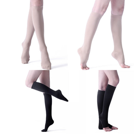 Unisex Shaping Elastic Socks Secondary Tube Decompression Varicose Stockings, Size:L(Black Color - Open Toe)-garmade.com