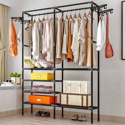 Bedroom Floor Simple Mobile Coat Rack Hanger(Black)-garmade.com