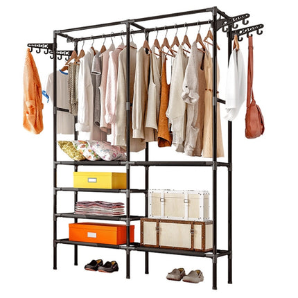 Bedroom Floor Simple Mobile Coat Rack Hanger(Black)-garmade.com