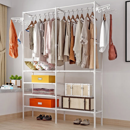 Bedroom Floor Simple Mobile Coat Rack Hanger(White)-garmade.com