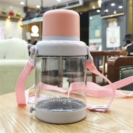 Bailiyou Hit Color Lanyard Outdoor Travel Plastic Cup Sports Bottle Cup, Capacity:700ML(Dark Pink Cover)-garmade.com