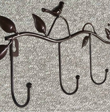 2 PCS Wrought Iron Birds Pattern Decorated Simple Clothes Hooks(Black)-garmade.com