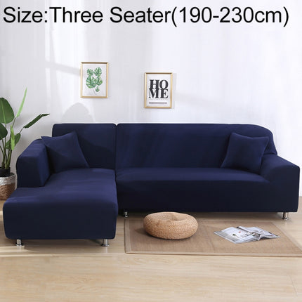 Sofa All-inclusive Universal Set Sofa Full Cover Add One Piece of Pillow Case, Size:Three Seater(190-230cm)(Dark Blue)-garmade.com