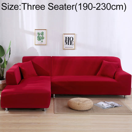 Sofa All-inclusive Universal Set Sofa Full Cover Add One Piece of Pillow Case, Size:Three Seater(190-230cm)(Red)-garmade.com