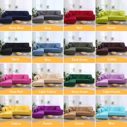 Sofa All-inclusive Universal Set Sofa Full Cover Add One Piece of Pillow Case, Size:Three Seater(190-230cm)(Black)-garmade.com