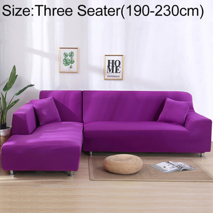 Sofa All-inclusive Universal Set Sofa Full Cover Add One Piece of Pillow Case, Size:Three Seater(190-230cm)(Purple)-garmade.com
