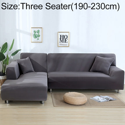 Sofa All-inclusive Universal Set Sofa Full Cover Add One Piece of Pillow Case, Size:Three Seater(190-230cm)(Silvery Grey)-garmade.com