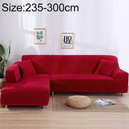 Sofa All-inclusive Universal Set Sofa Full Cover Add One Piece of Pillow Case, Size:Four Seater(235-300cm)(Red)-garmade.com