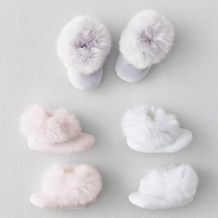 Winter Newborn Plush Slippers Home Indoor Warm Non-slip Bag with Baby Boots, Size:Bottom Length 13cm(Pink)-garmade.com