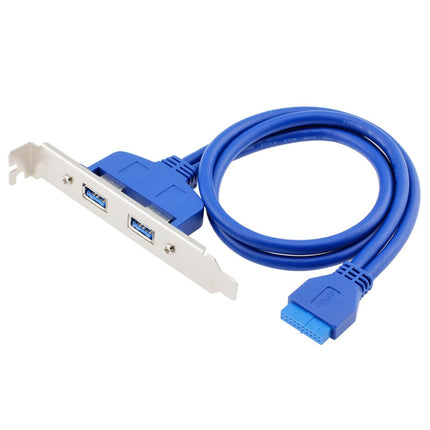 50CM USB3.0 Rear PCI Baffle Line Full Height Chassis DIY With Ear 20pin Transfer Cable(Blue)-garmade.com