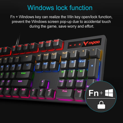 Rapoo V500 PRO Mixed Light 104 Keys Desktop Laptop Computer Game Esports Office Home Typing Wired Mechanical Keyboard(Black Shaft)-garmade.com