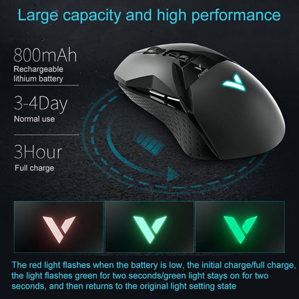 Rapoo VT950Q 16000 DPI 11 Buttons Gaming Display Programming Wireless Gaming Mouse, Support Qi Wireless Charging(Black)-garmade.com